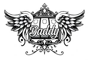 Slot machine with angel wings and word Daddy tattoo idea