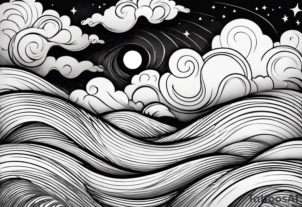swirly clouds, swirls, minimalist, smooth tattoo idea