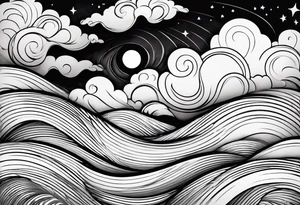 swirly clouds, swirls, minimalist, smooth tattoo idea
