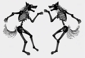 two wolf skeletons dancing salsa tattoo idea