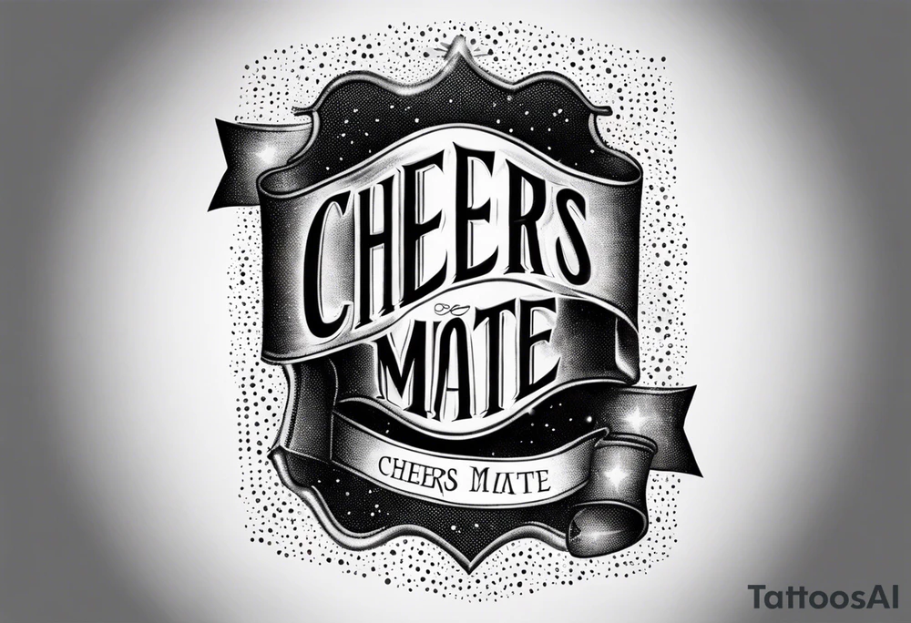 Cheers Mate text, armband +Cancer Ribbon +artistic tattoo idea