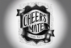 Cheers Mate text, armband +Cancer Ribbon +artistic tattoo idea