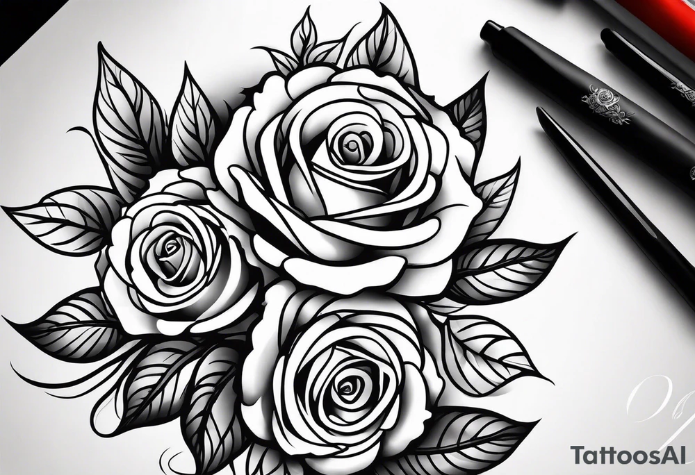 draw image of sleeve tattoo that has 65 roses on a vine, they can be different sizes, only blacks no colour tattoo idea