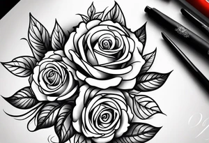 draw image of sleeve tattoo that has 65 roses on a vine, they can be different sizes, only blacks no colour tattoo idea