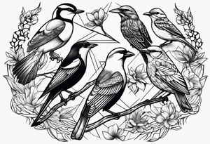 Variety of birds style flash sheet tattoo idea