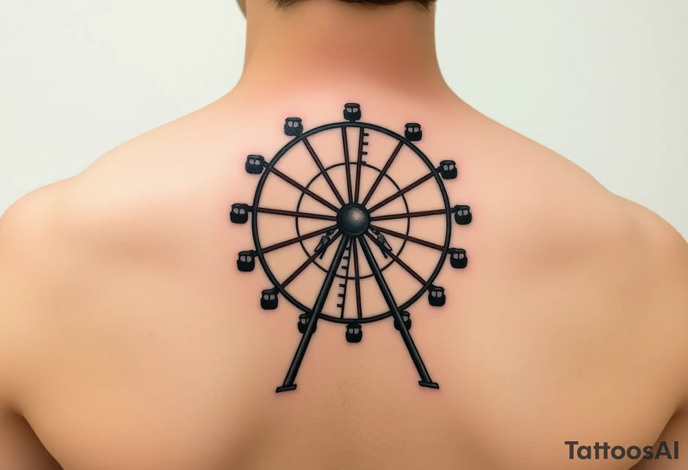 A Ferris wheel with tiny figures climbing it, representing Tris and Four’s iconic moment of trust and bravery, representing movie Divergent tattoo idea