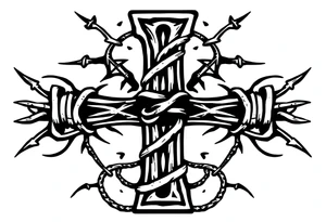 Cross wrapped in barb wire tattoo idea