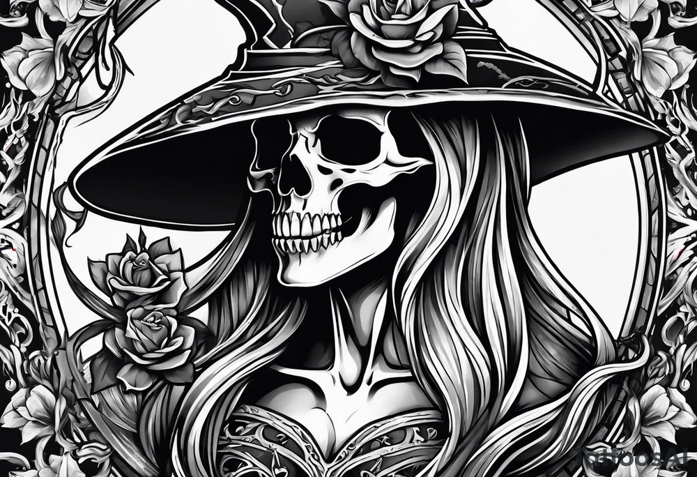lady skeleton grim reaper satan tattoo idea
