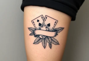 Cards rides banner dice leaves tattoo idea