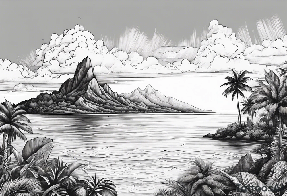 island background horizon tattoo idea