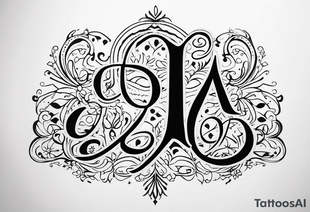 Spell out “wanderlust” with the initials “jda” in the middle. Whimsical font tattoo idea