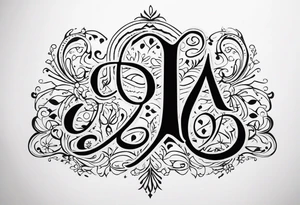 Spell out “wanderlust” with the initials “jda” in the middle. Whimsical font tattoo idea