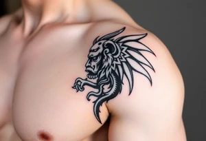 Tribal greek mythology themed tattoo idea