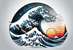 simple wave for outside forearm tattoo idea