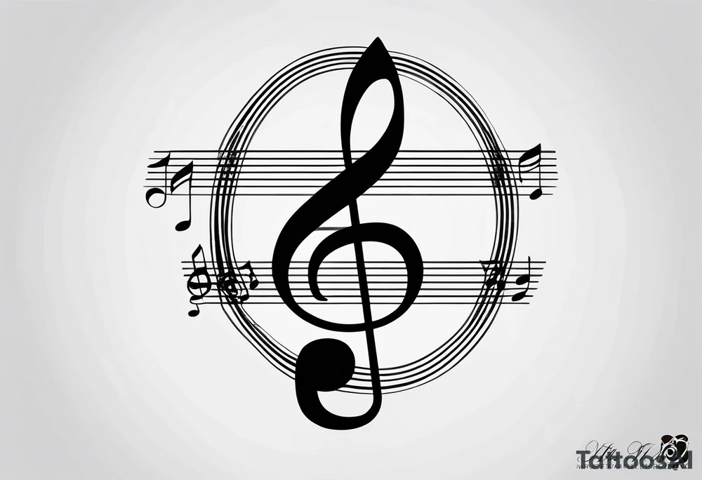 Minimalist line work tattoo, depicting musical
Notes in the shape of letters “R” and “L”. tattoo idea
