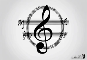 Minimalist line work tattoo, depicting musical
Notes in the shape of letters “R” and “L”. tattoo idea