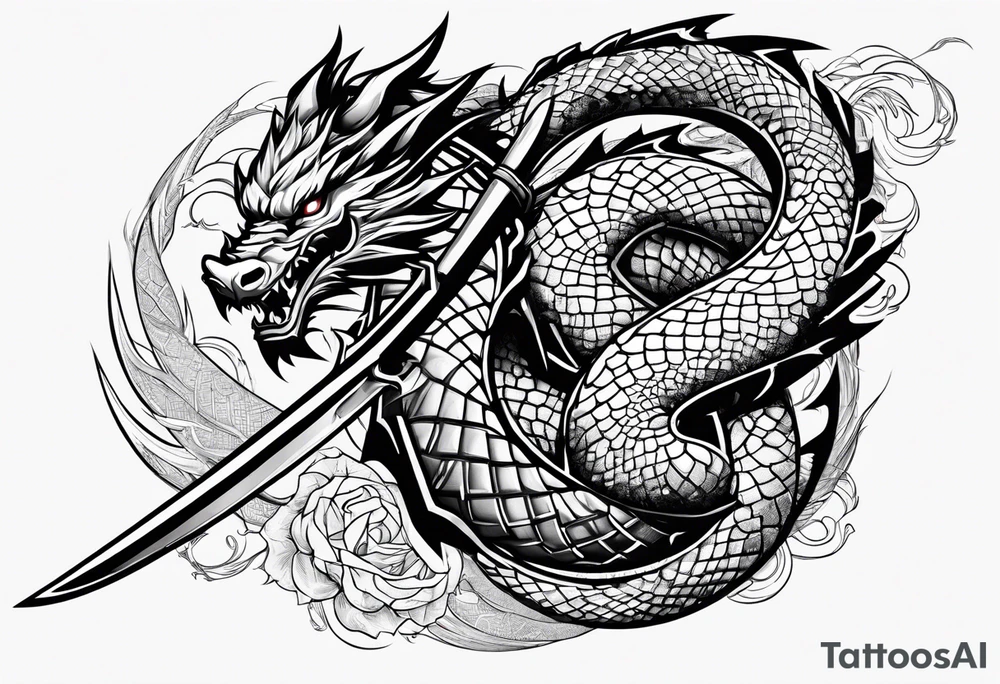katana with dragon tattoo idea