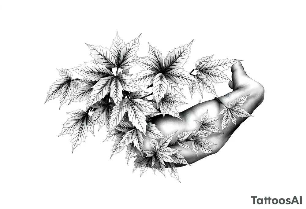 Maple leaves, juniper leaves, Blake, Kenya, Jacob tattoo idea