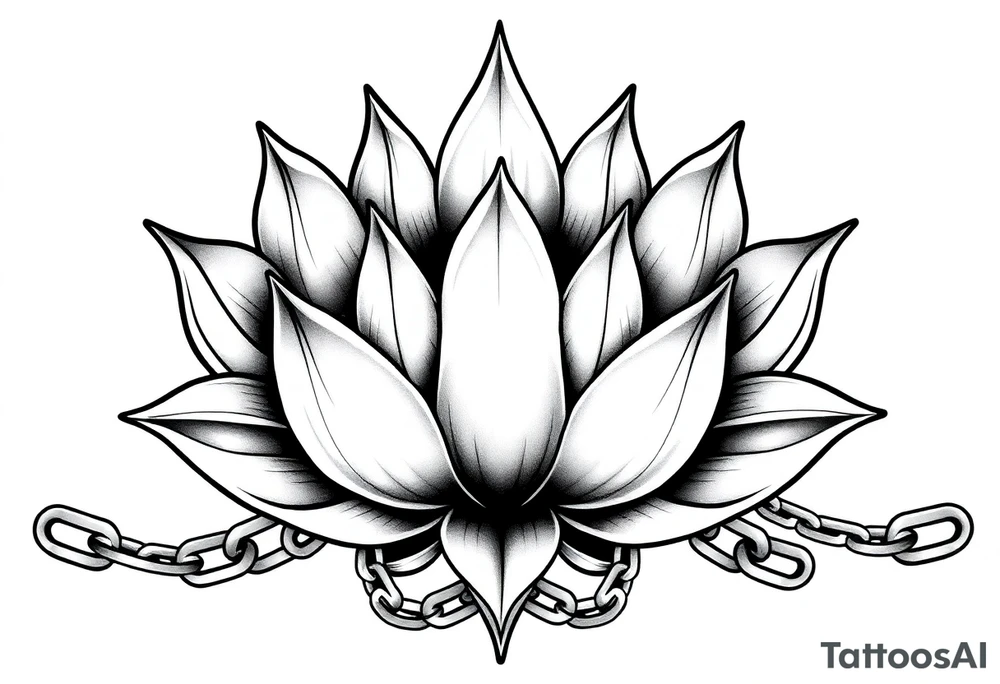 Lotus flower with chains tattoo idea