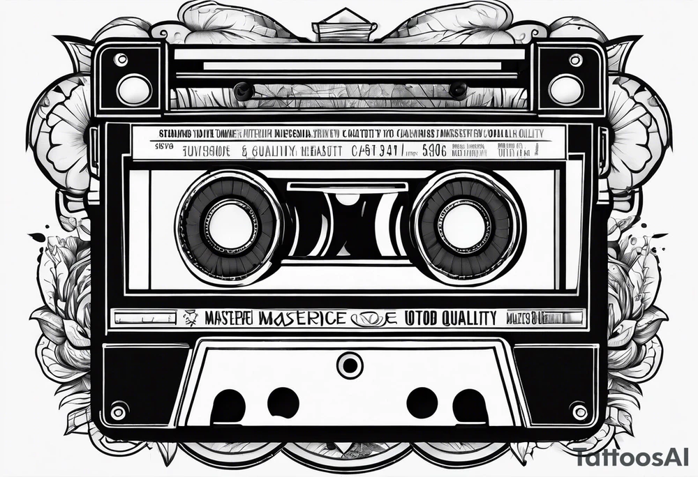 cassette tape with large label tattoo idea