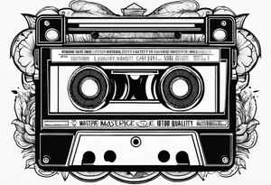 cassette tape with large label tattoo idea