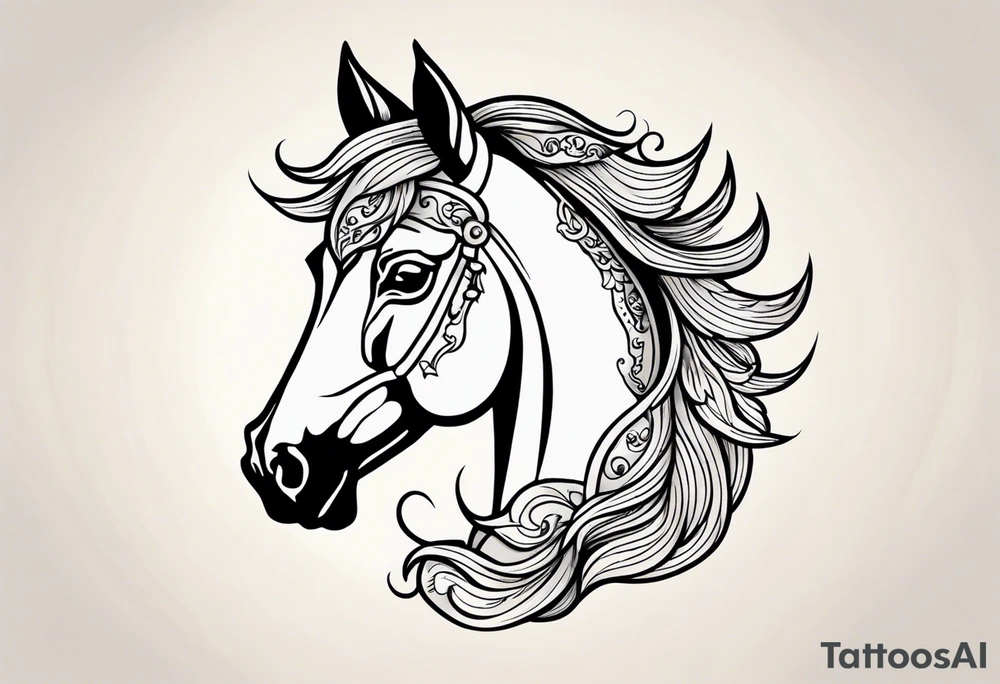 A horse tattoo with a traditional design, 8x8 cm, in color. tattoo idea