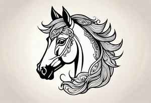 A horse tattoo with a traditional design, 8x8 cm, in color. tattoo idea
