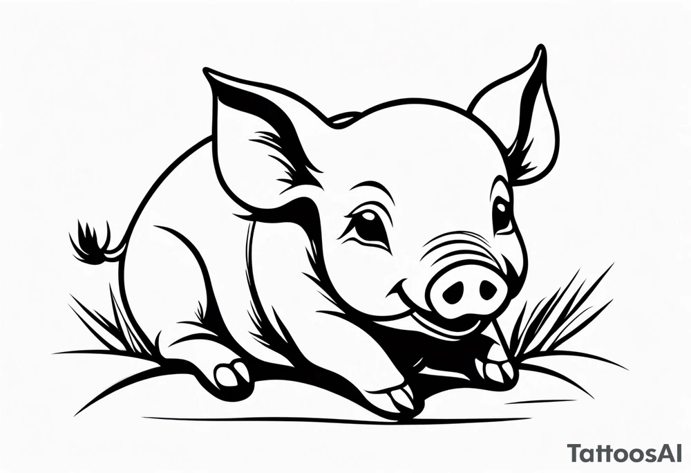 cute piglet tattoo idea