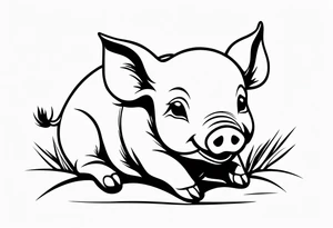 cute piglet tattoo idea