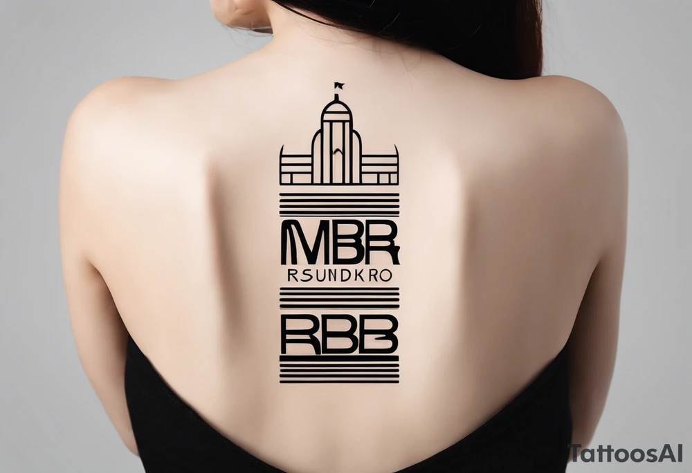 minimalist logo-style tattoo that consists of the letters 'MRBG'. simple and not too fancy, just the clean and bold letters arranged in a stylish way.  no figures such as people, animals, or objects tattoo idea