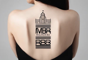 minimalist logo-style tattoo that consists of the letters 'MRBG'. simple and not too fancy, just the clean and bold letters arranged in a stylish way.  no figures such as people, animals, or objects tattoo idea