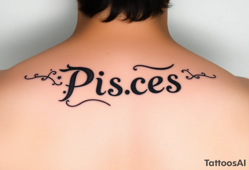 From the word “Pisces” around the word female characteristics of the zodiac unique tattoo idea