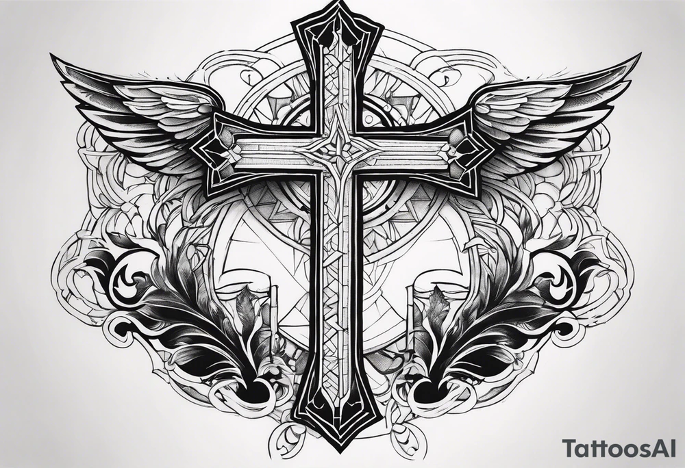 cross, god, walking, angles tattoo idea