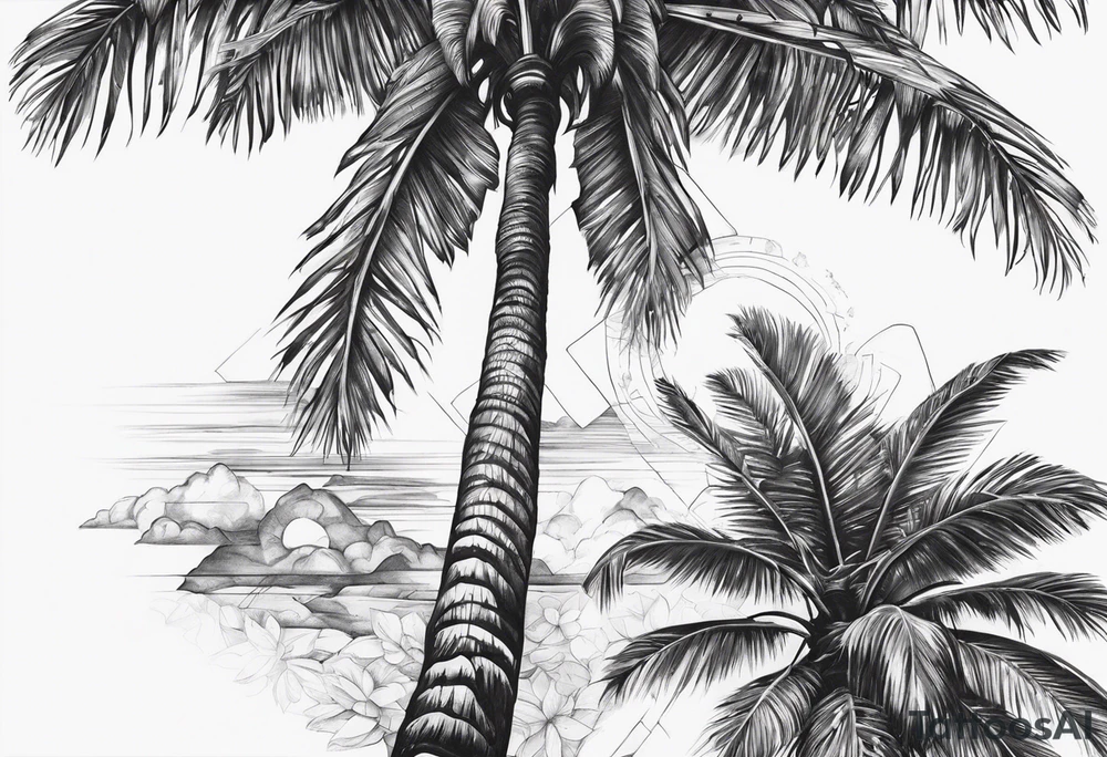 palm tree but switch leaves with hands tattoo idea