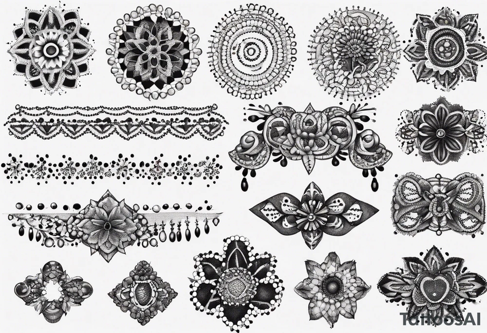 Beads and lace tattoo idea