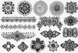 Beads and lace tattoo idea