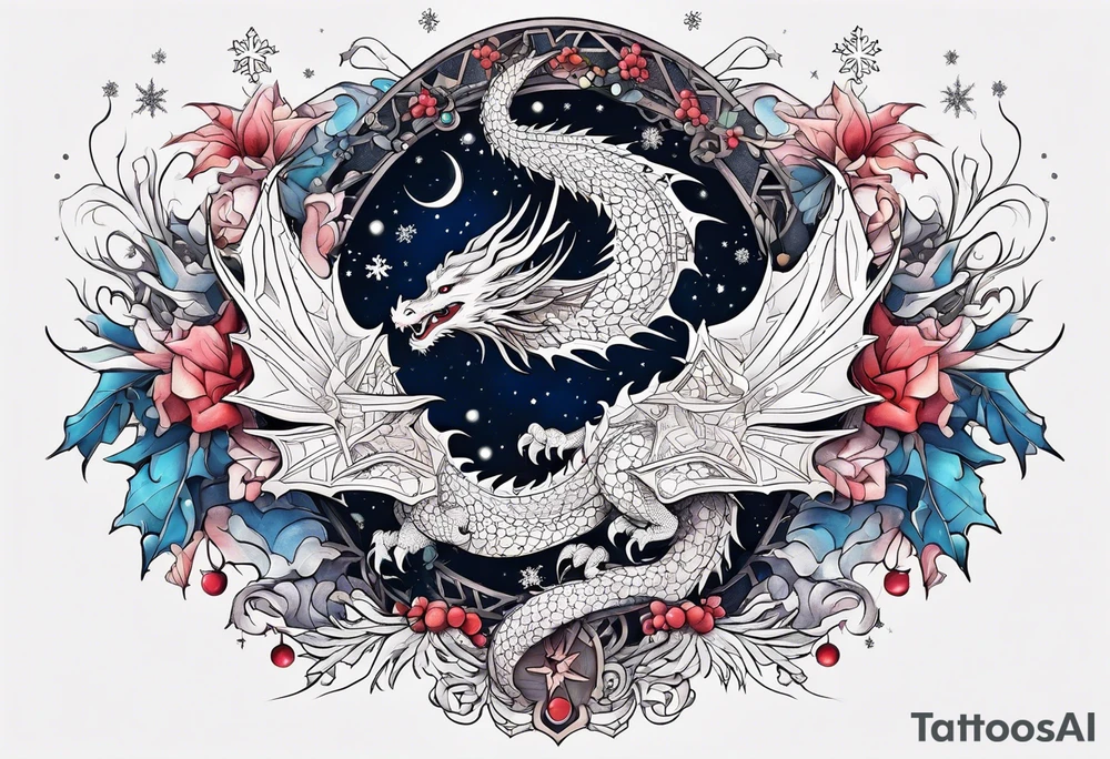 Constellation, dragon,snowflake tattoo idea