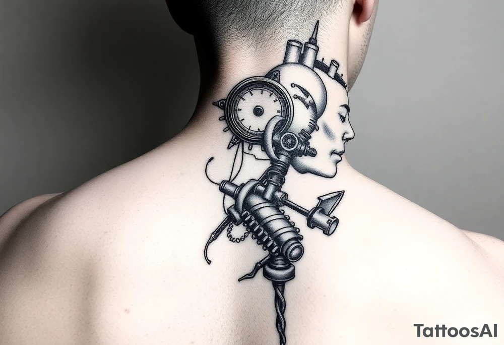 steam punk side of the head tattoo tattoo idea