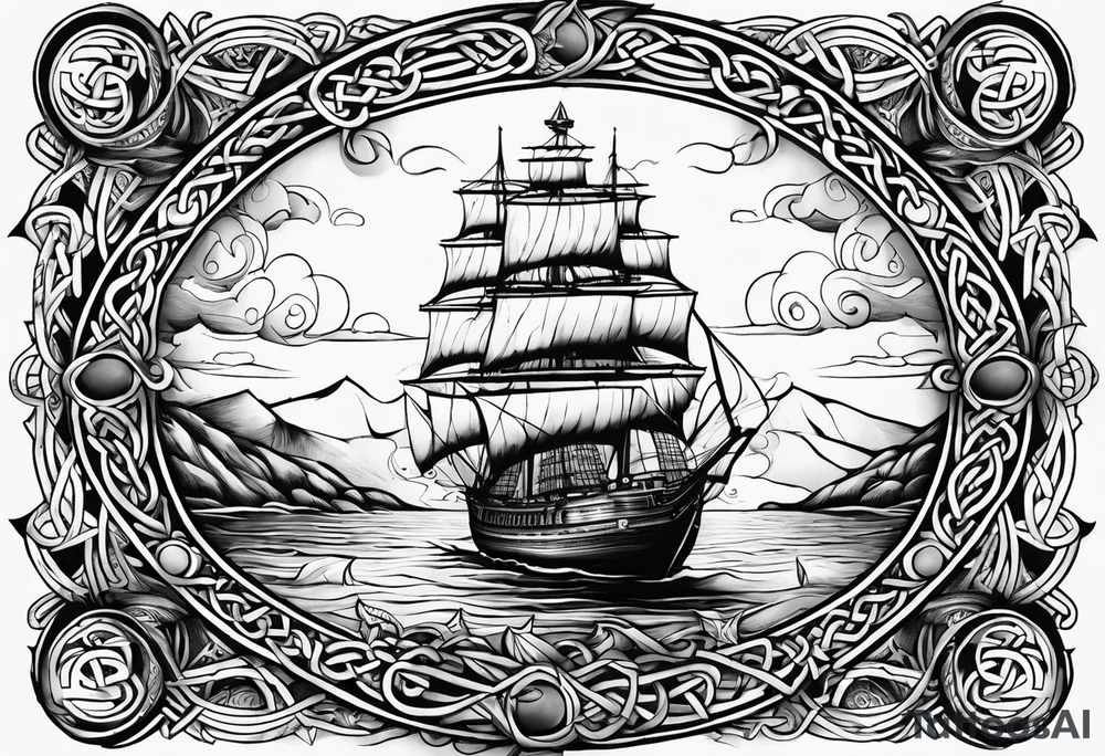 Celtic nautical scene, forearm, half sleeve, anchor, compass tattoo idea