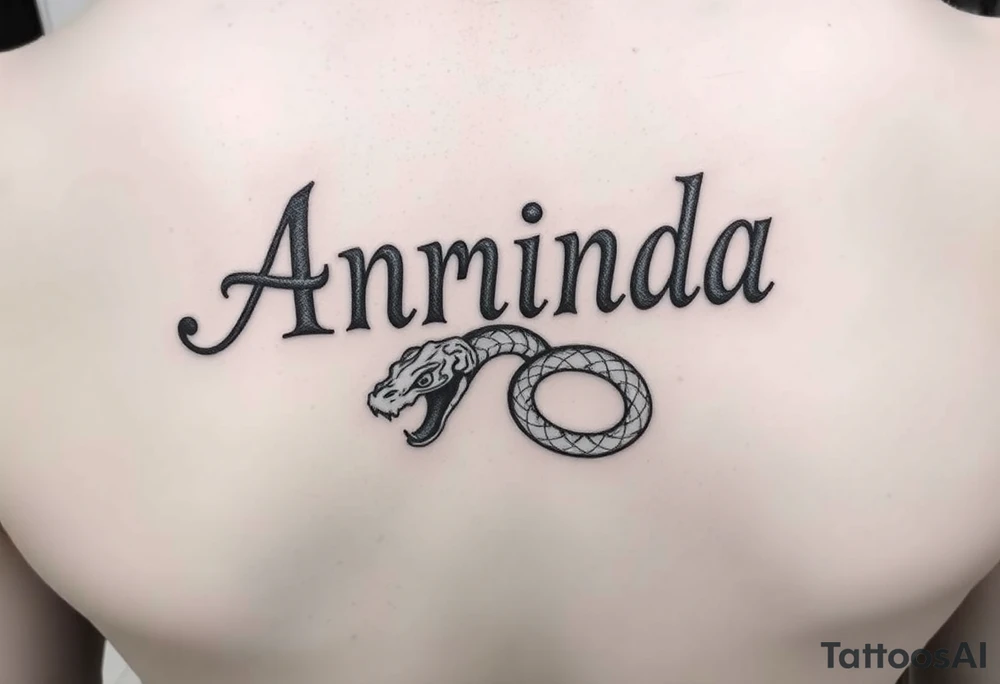 Amanda name with Harry Potter slithering theam tattoo idea