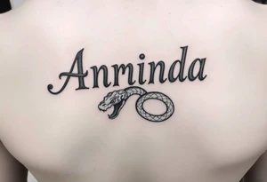 Amanda name with Harry Potter slithering theam tattoo idea