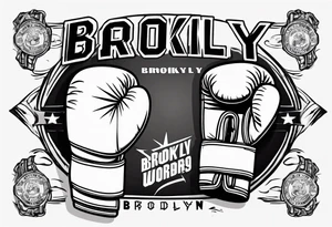 boxing gloves in cartoon style with Brooklyn wording tattoo idea
