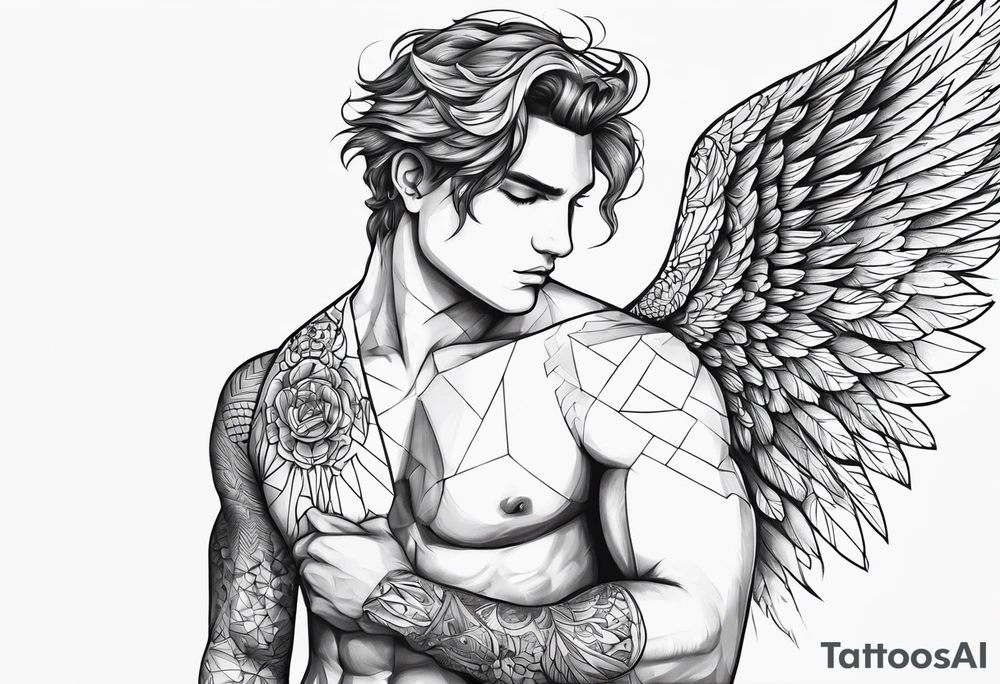 Survival love angel male tattoo idea