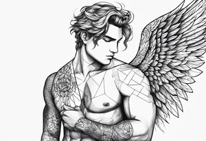 Survival love angel male tattoo idea