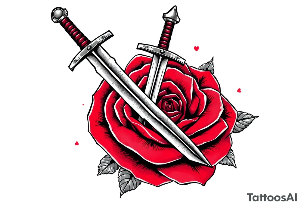 broken sword through a rose tattoo idea