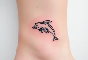 Cartoon dolphin on the ankle tattoo idea