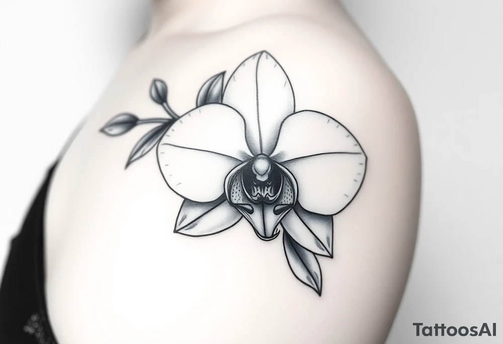 orchid with leavs tattoo idea