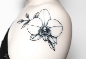 orchid with leavs tattoo idea