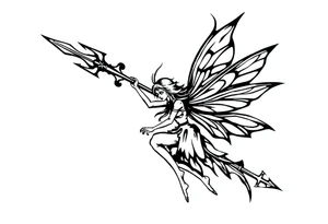 Dark fairy with weapon tattoo idea