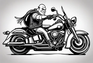 Shrek riding a Harley davidson tattoo idea